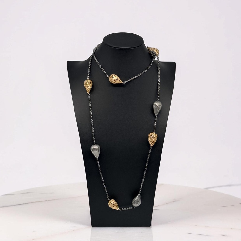 Alex Soldier Meteorite Collection 48” Sterling Silver & 24K Gold Long Necklace